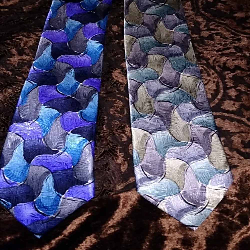 2- Jerry Garcia blue tone silk ties